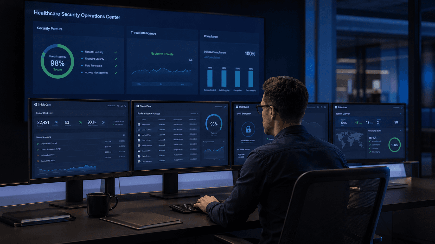 Secure, compliance-monitored AI operations dashboard